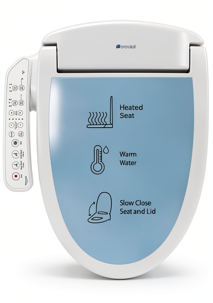 Brondell SE400 bidet seat installed on an elongated toilet