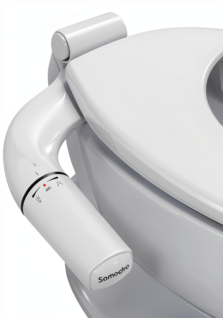 SAMODRA bidet attachment installed on a standard toilet