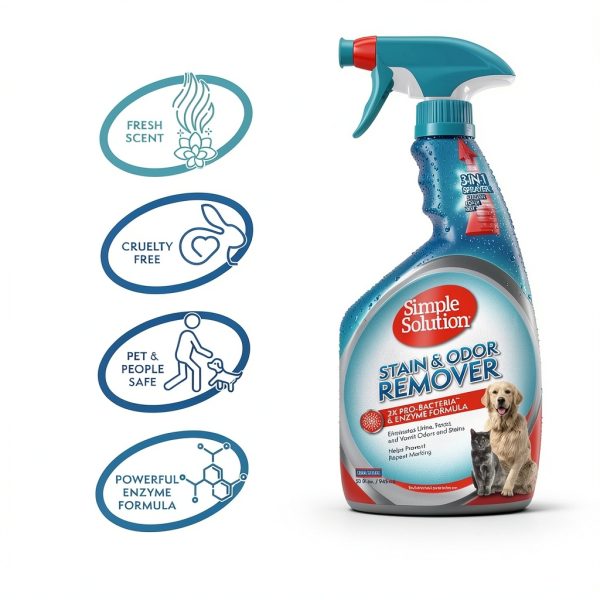 Simple Solution Stain & Odor Eliminator for Pets, Carpet Deodorizer, Enzyme Pet Odor Eliminator for Home, Stain Remover for Cat & Dog Pee, Urine Destroyer, Carpet Cleaner Spray, 32 oz-6