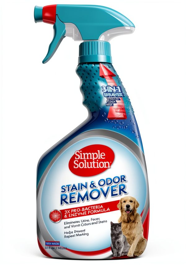 Simple Solution Stain & Odor Eliminator for Pets, Carpet Deodorizer, Enzyme Pet Odor Eliminator for Home, Stain Remover for Cat & Dog Pee, Urine Destroyer, Carpet Cleaner Spray, 32 oz-0